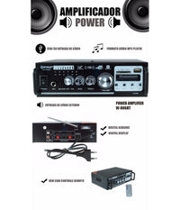 Amplificatore Audio Stereo 2 Canali Bluetooth Microfono Usb Sd Mp3 Karaoke 806bt         