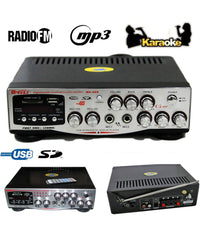 Amplificatore Audio Stereo Display Digitale 2 Microfoni Usb Sd Mp3 Fm Ma-009         