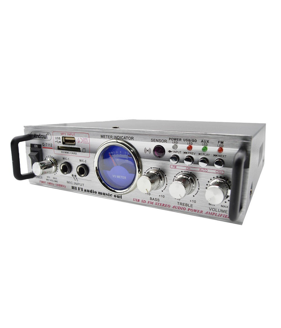 Amplificatore Stereo Bluetooth Usb Funzione Mini Super Bass Telecomando Q-t112         