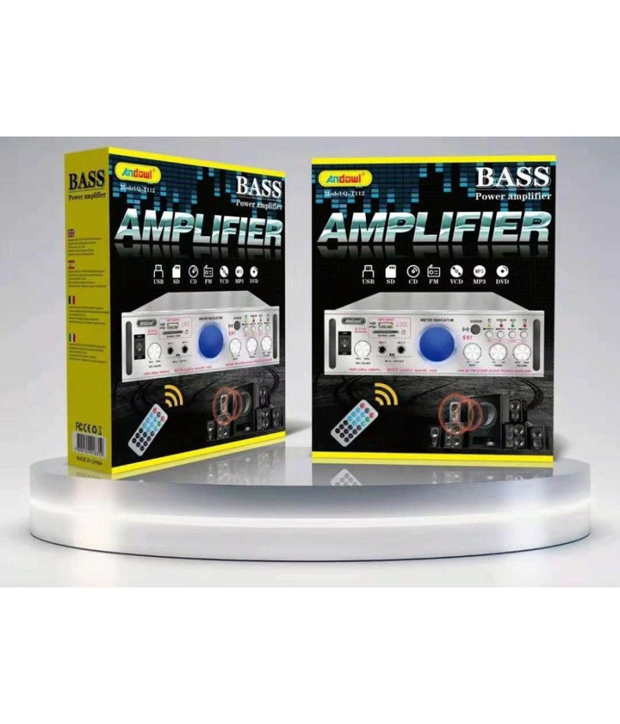 Amplificatore Stereo Bluetooth Usb Funzione Mini Super Bass Telecomando Q-t112         