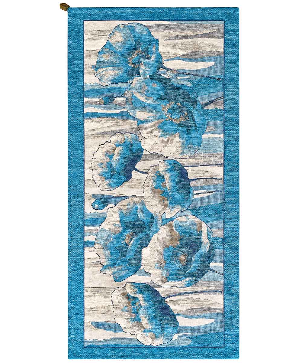 Tappeto AMSTERDAM BLUE JEANS moderno floreale tulipani, tappetino multiuso lavabile antiscivolo cm.55x80