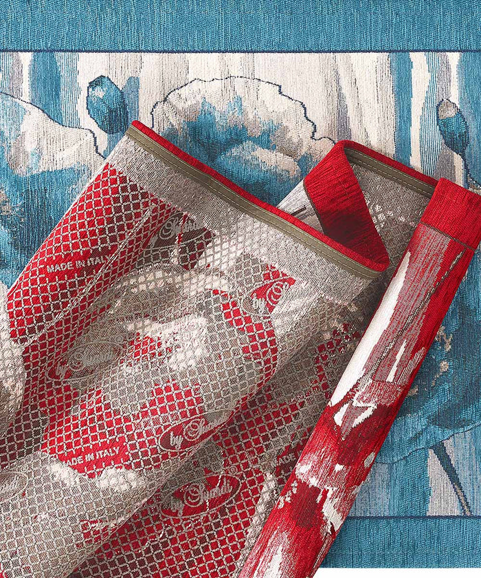 Tappeto AMSTERDAM ROSSO moderno floreale tulipani, tappetino multiuso lavabile antiscivolo cm.55x80