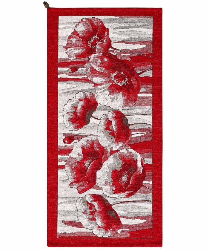 Tappeto AMSTERDAM ROSSO moderno floreale tulipani, passatoia cucina multiuso lavabile antiscivolo cm.55x190