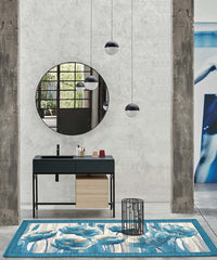 Tappeto AMSTERDAM BLUE JEANS moderno floreale tulipani, passatoia cucina multiuso lavabile antiscivolo cm.55x190