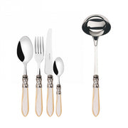 ALADDIN Ghiera Argento Anticato, Posate Set 49 pz, Scatola Wengè,