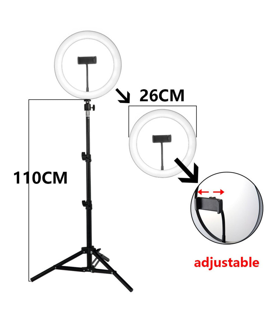 Anello Luce Led Fotografia Makeup Video Diffusore Circolare 10" 26cm Dimmerabile         