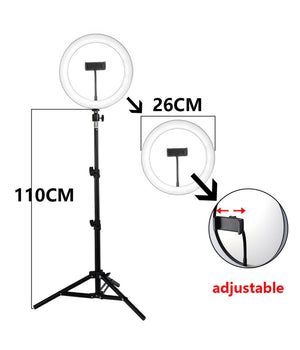 Anello Luce Led Fotografia Makeup Video Diffusore Circolare 10" 26cm Dimmerabile         