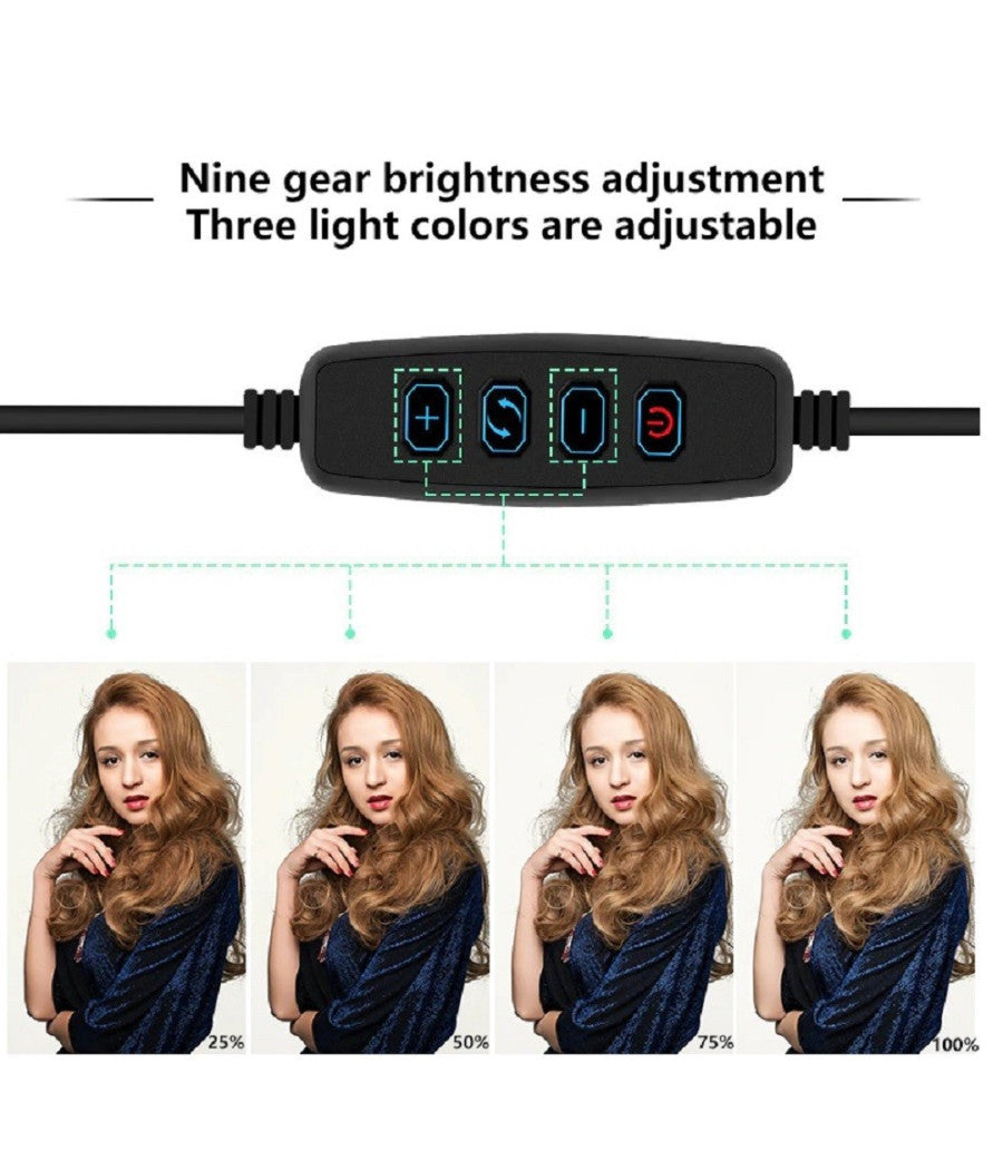 Anello Luce Led Fotografia Makeup Video Diffusore Circolare 10" 26cm Dimmerabile         