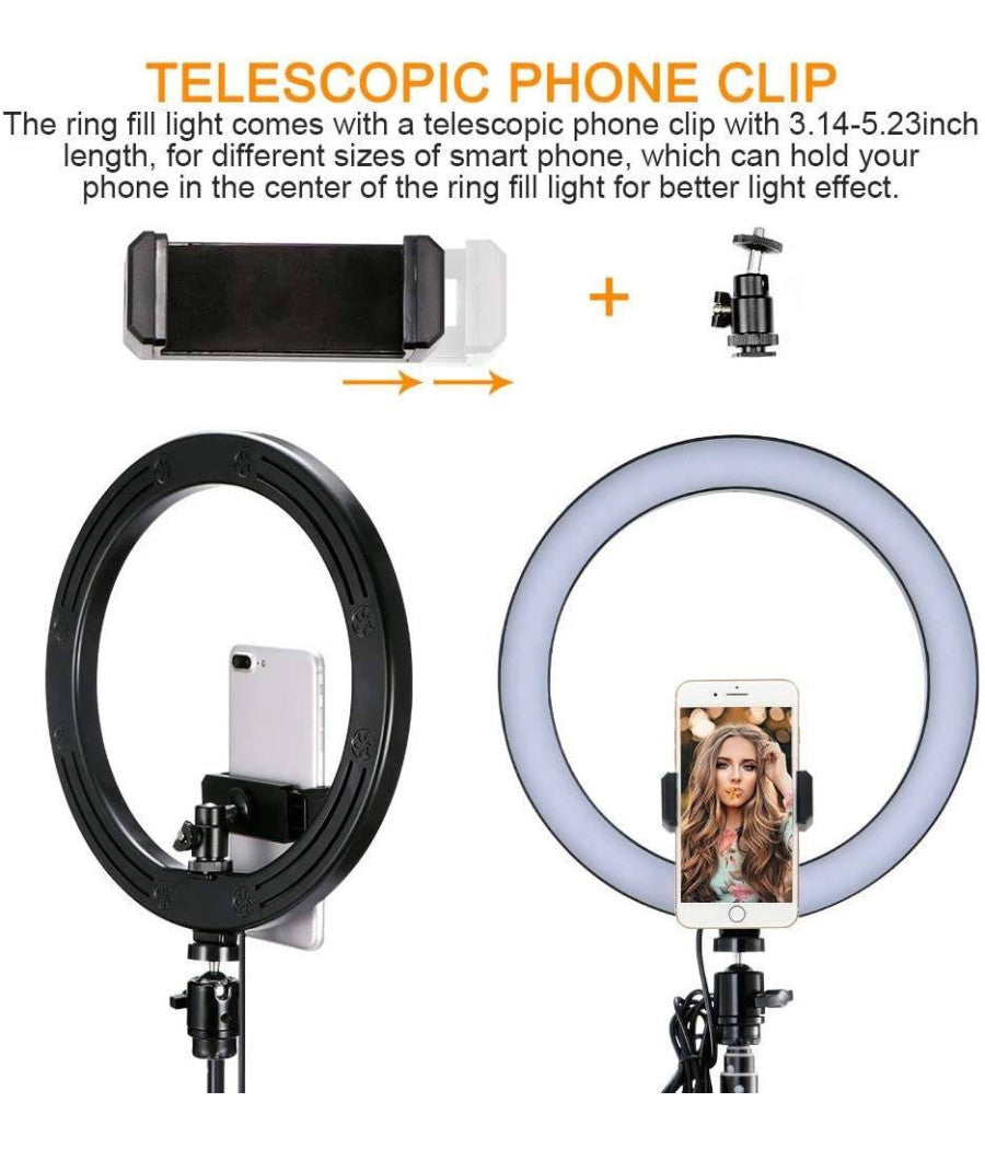 Anello Luce Led Rgb Fotografia Makeup Video Circolare 10" 26cm Dimmerabile         