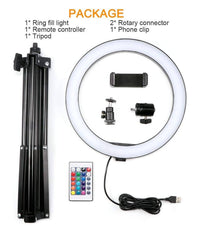 Anello Luce Led Rgb Fotografia Makeup Video Circolare 10" 26cm Dimmerabile         