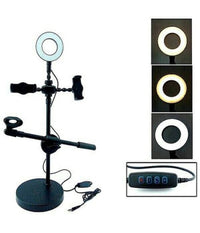 Anello Luminoso A Led Per Selfie Con Supporto Cellulare Microfono Camera 16cm         