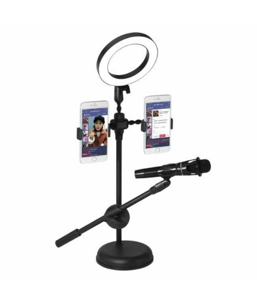 Anello Luminoso A Led Per Selfie Con Supporto Cellulare Microfono Camera 16cm         