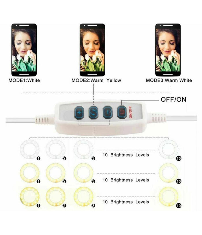 Anello Luminoso A Led Per Selfie Con Supporto Cellulare Microfono Camera 16cm         