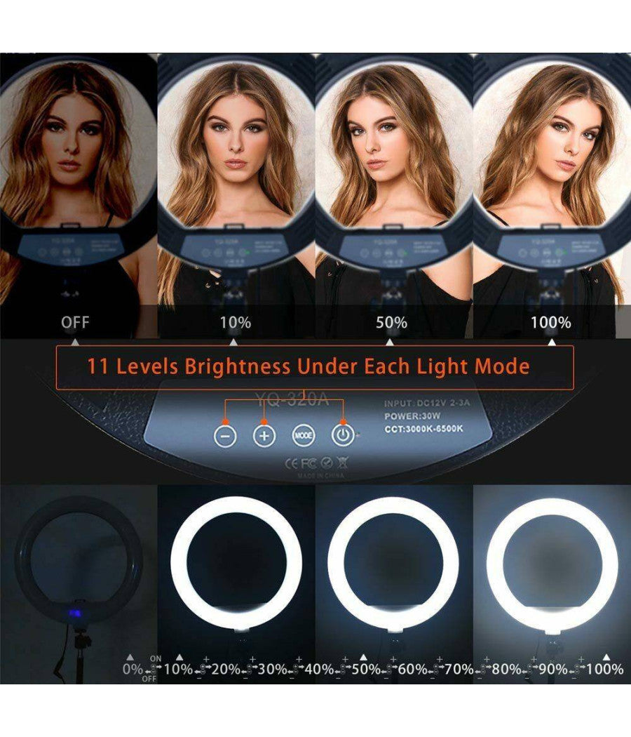 Anello Luminoso Treppiedi Luce Selfie Tik Tok Led Lampada Ring Light Video 30cm         