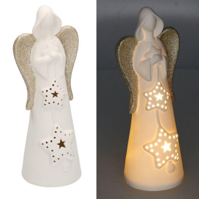 Angelo ceramica bianco oro con led ø10,5h27,5