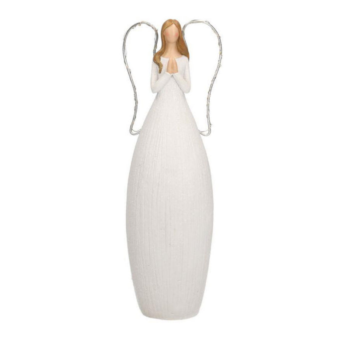 Angelo resina bianco con led cm 10x7h30