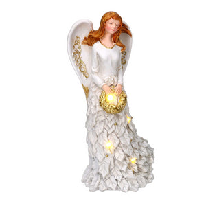 Angelo resina bianco con led cm 15,5x11,5h29