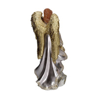 Angelo resina con arpa oro cm 18,8x15h37,8