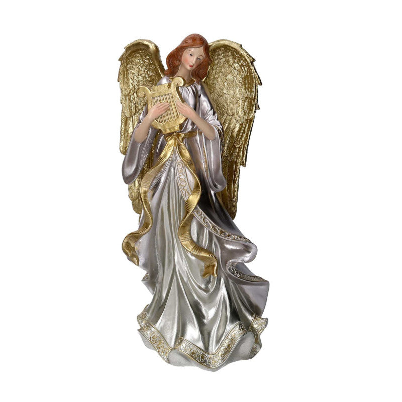 Angelo resina con chitarra oro cm 18,2x16,4h37,8