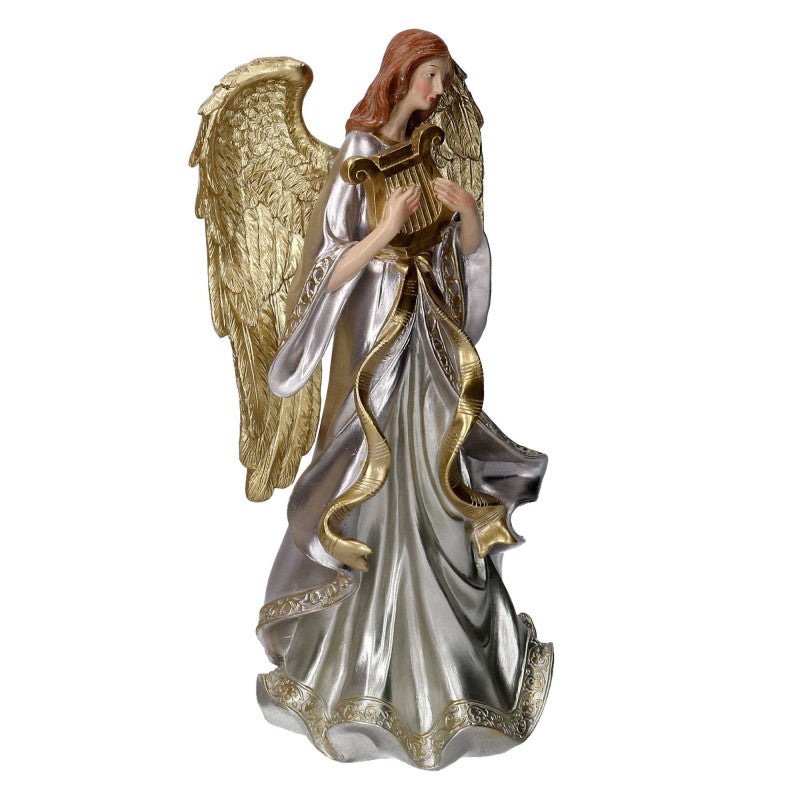 Angelo resina con chitarra oro cm 18,2x16,4h37,8