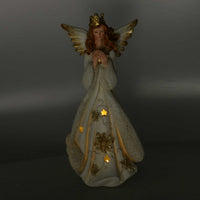 Angelo resina oro con led cm 14,5x14,5h31