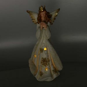 Angelo resina oro con led cm 14,5x14,5h31