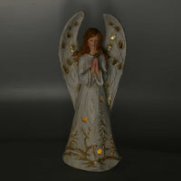 Angelo resina oro con led cm 14,5x14,5h31