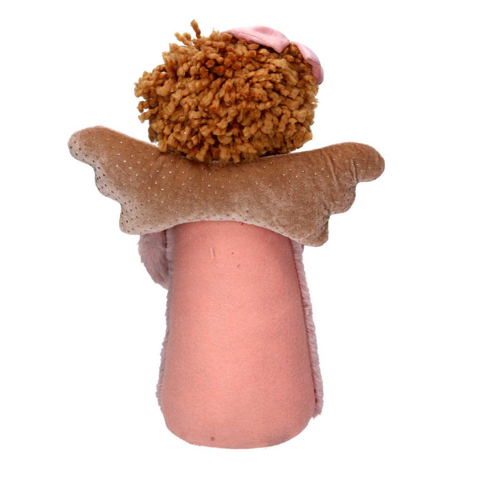 Angelo tessuto rosa con cuore cm 25x14h38