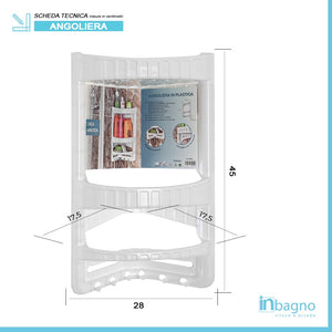 Angoliera doccia bianca 3 ripiani ganci inferiori e fissaggi inclusi