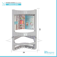 Angoliera doccia grigia 3 ripiani ganci inferiori e fissaggi inclusi