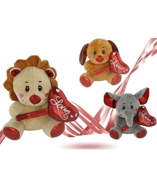 Animali Peluche Con Cuore Scritta Love Lamè 16cm San Valentino 3 Mod. Ass. 93642         