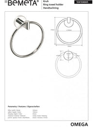 Anello asciugamani doccia OMEGA ottone cromato 16x19x5,5cm