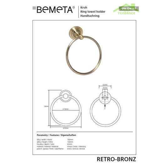 Portatovaglioli RETRO in ottone 16x19x6,5 cm