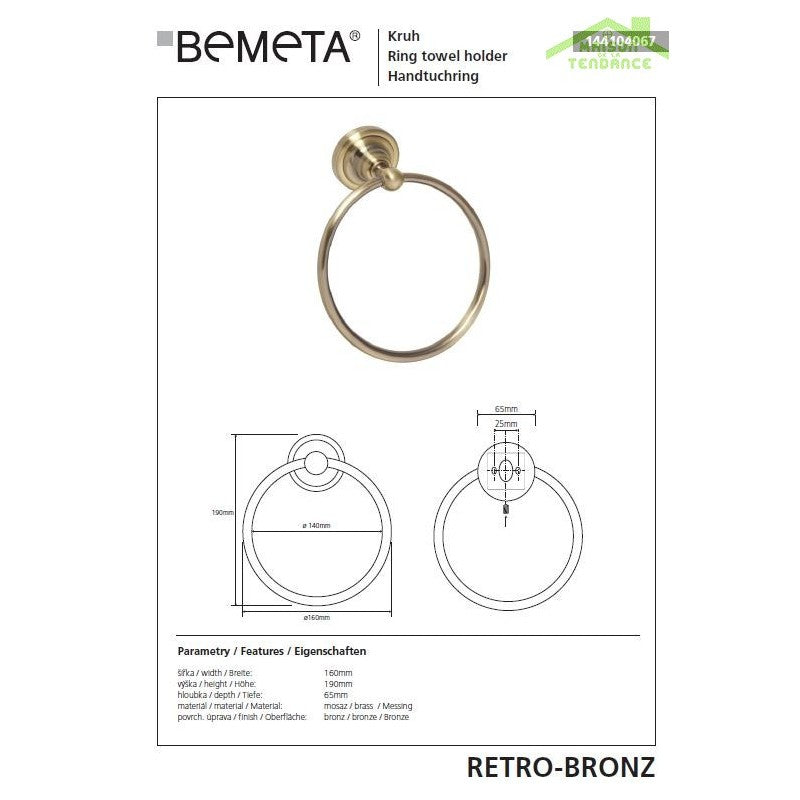 Portatovaglioli RETRO in ottone 16x19x6,5 cm