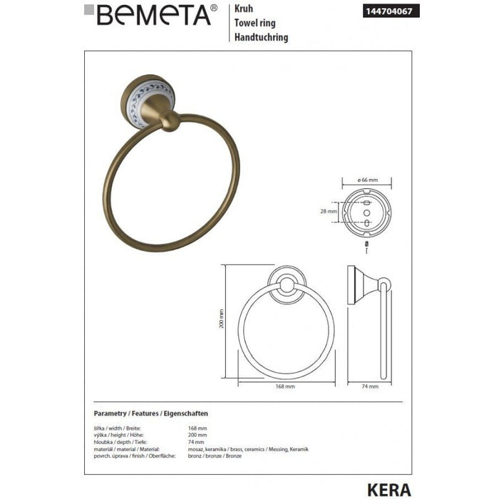 KERA Portatovaglioli in ottone e ceramica 20 x16,8 x7,4 cm
