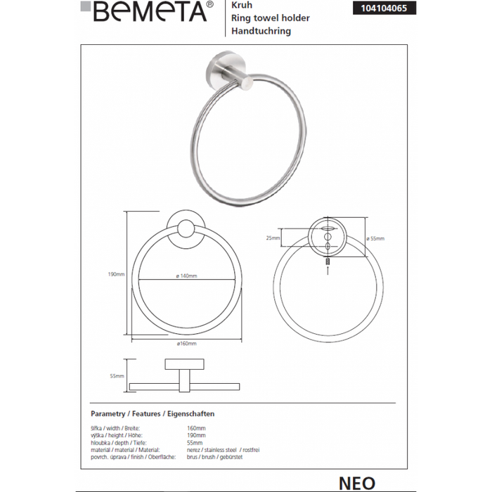 NEO Portatovaglioli in Acciaio Inox 19x16x5 cm