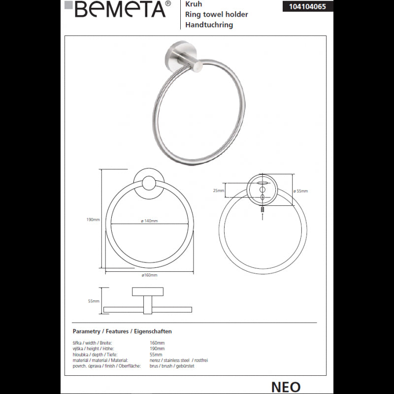 NEO Portatovaglioli in Acciaio Inox 19x16x5 cm