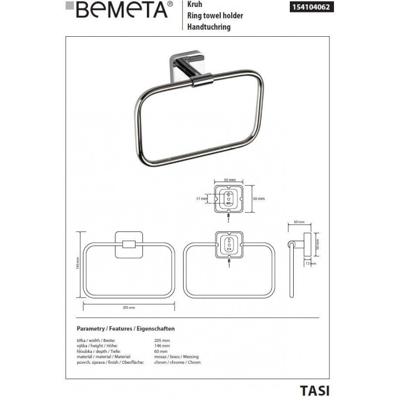 Portatovagliolo Rettangolare TASI 20,5 cm in Ottone Cromato