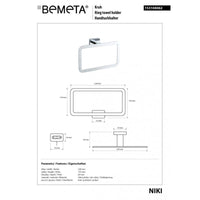 NIKI Portatovaglioli Rettangolare da Parete 22,8 x15 x6 cm