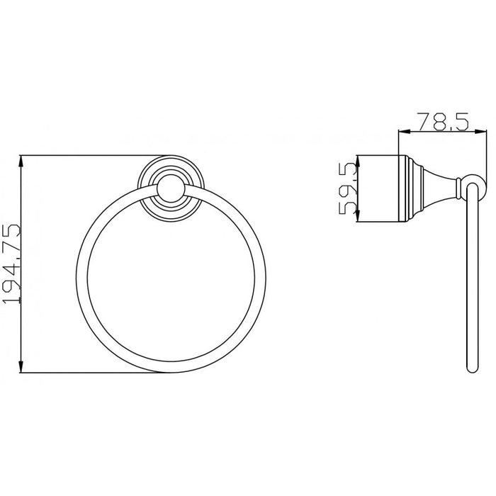 Anello porta asciugamani retrò MORAVA in ottone cromato ø 19,5 cm