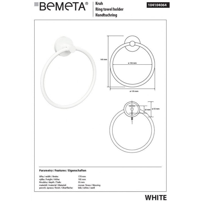 Portasalviette BIANCO in ottone bianco ø 15cm