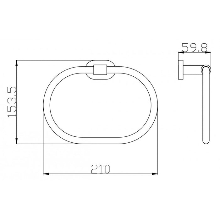 Anello porta asciugamani ovale YUKON in ottone cromato bianco