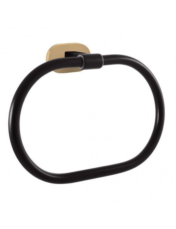 Anello porta asciugamani ovale YUKON in ottone nero oro