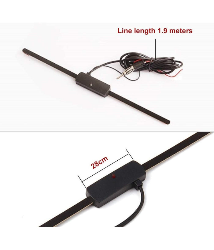 Antenna Autoradio Universale Radio Am/fm Patch Montaggio Parabrezza 48-960 Mhz         