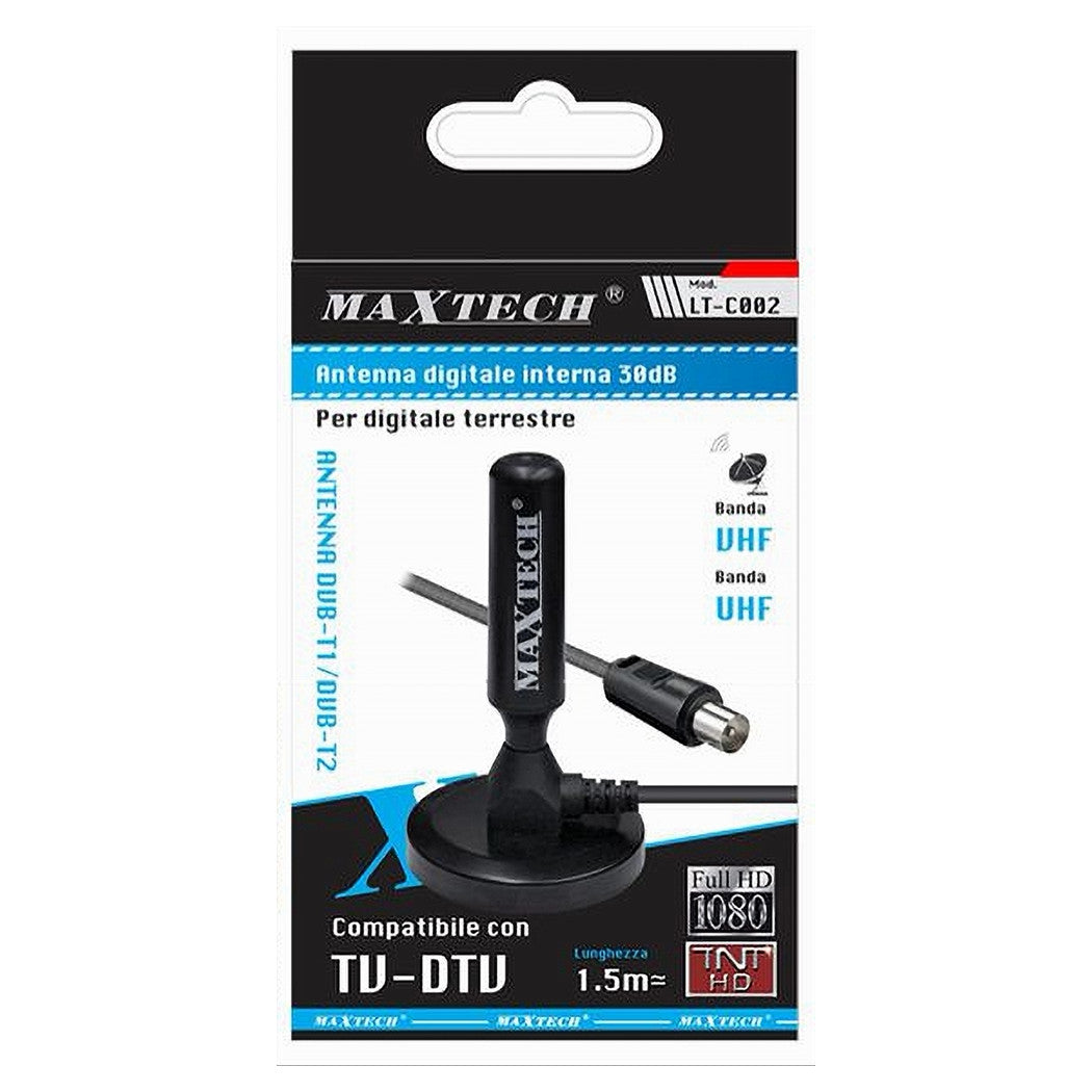Antenna Digitale Terrestre Portatile Amplificata Dvb-t 30db Indoor Maxtech Lt-c002         