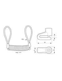 Bloccadisco 8mm, antifurto con cavo acciaio rivestito PVC 1,5m, 2 chiavi tubolari - THIRARD