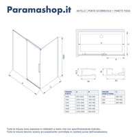 Box doccia 70x110 cm scorrevole vetro 8mm trasparente profili nero opaco h195cm | Antille