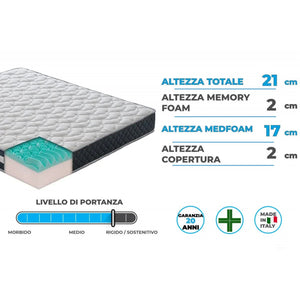 Antoinette materasso 21cm in memory foam MyMemory - 120x200