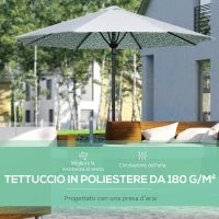 Ombrellone da Giardino 3x2.5 m in Metallo a 2 Sezioni con 8 Stecche e Copertura in Poliestere
