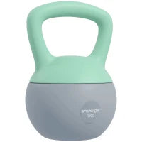 Kettlebell 6 kg con Manico Antiscivolo, Riempita di Sabbia Metallica, 19x19x28 cm, Verde e Grigio